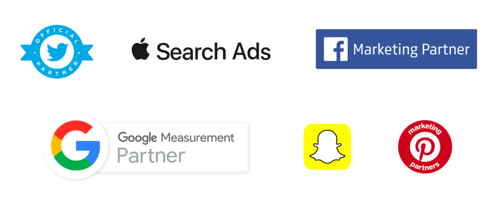 Socio: Twiiter, Apple Search Ads, Facebook, Socio de Google, Snap, Pinterest