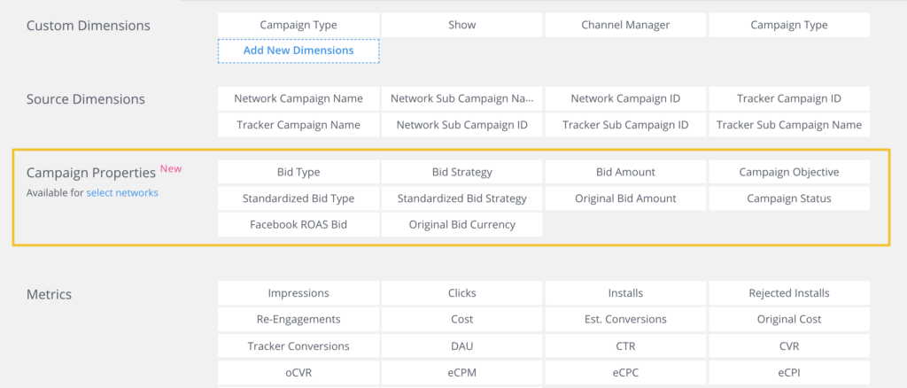 campaign properties in Singular