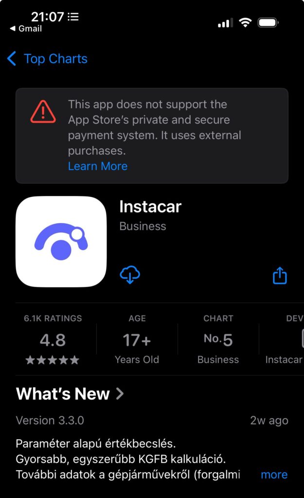 App Store payments in-house
